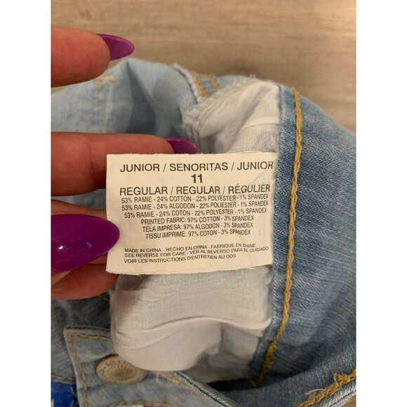 LEI Ashley Girls American Flag Low Rise Denim Shorts Size 9 - Picture 7 of 10